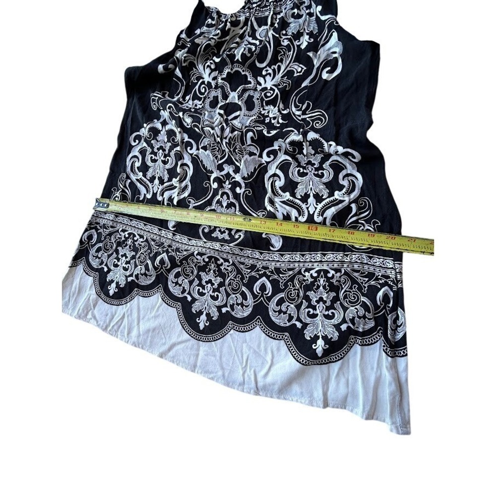 Flying Tomato Black White Damask Paisley Bell Sleeve Off Shoulder Tunic Top L - Picture 4 of 9